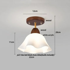 Ceiling light fixture with dimensions labeled on a gray background