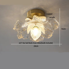 Ceiling light fixture with floral design on a gray background