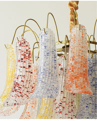 Gold Floral Bell Shaped Glass Chandelier Pendant Light