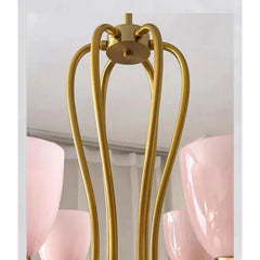 Brushed Gold Tulip Glass Chandelier Pendant Light