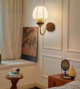 Wall-mounted lamp in a room with decorative elements and a 'Retro aesthetics' label.
