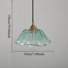 Glass Flower Pendant Light with Metal Accents Fixture