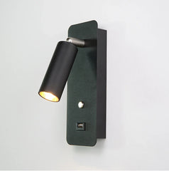 Modern Black and Gold Adjustable Wall Sconce with USB Charging Port