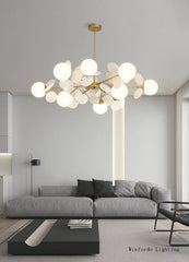 Gold Starburst Branch Chandelier with Globe Shades
