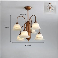 Brushed Gold Floral Chandelier Semi-Flush Ceiling Light