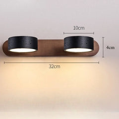 Wabi Sabi Wood and Stone Cylinder Wall Sconce Light Fixture