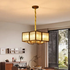 Brushed Gold Floral Pendant Light with Frosted Glass