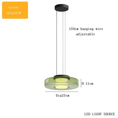 Modern Glass Disk Pendant Light with Amber, Smoke, and Green Hues