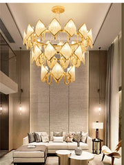 Gold Crystal Diamond Tiered Chandelier Pendant Light Modern Design