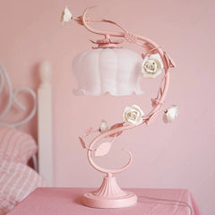 Floral Rose Lamp with Frosted Glass Shade