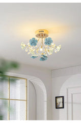 Gold Multi-Arm Ceramic Rose Ceiling Light