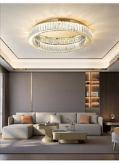 Gold Ring Crystal Ceiling Chandelier Flush Mount Light
