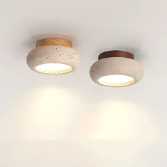 Yellow Travertine Natural Stone Flush Mount Light