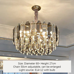 Crystal Waterfall Pendant Lighting Fixture with Gold Faceted Accents