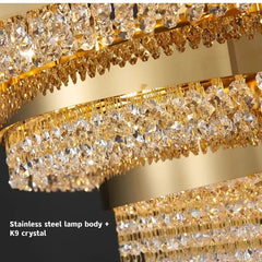 Tiered Crystal Waterfall Chandelier with Gold Finish Metal Frame