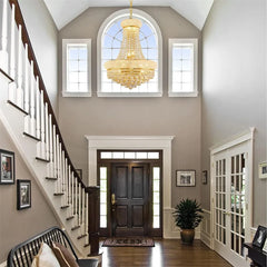 Staircase with a chandelier in a home interior
