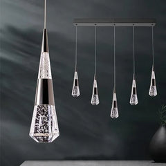 Gold Crystal Teardrop Pendant Light Fixture, Dimmable Remote Control