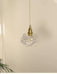 Brass Crystal Flower Pendant Light