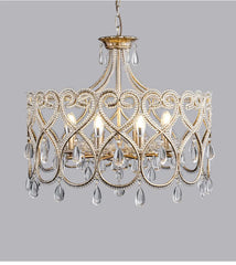 Decorative chandelier with crystal elements on a gray background