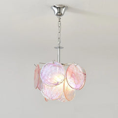 Glass Disc Pendant Light with Polished Chrome Finish