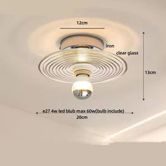 Ceiling light fixture with dimensions labeled on a neutral background