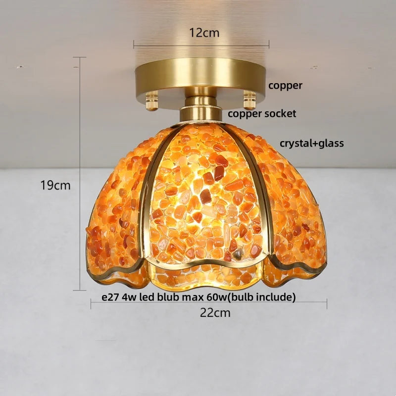 Ceiling light fixture with measurements and material details on a gray background