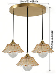 Glass Flower Pendant Light with Metal Accents Fixture