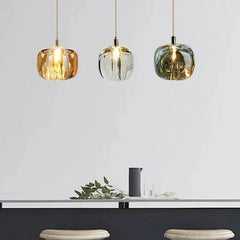 Smoked Gray Amber Clear Crystal Ball Pendant Light
