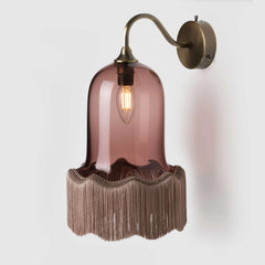 Brass Bell Shade Wall Sconce with Tassel Accent Lighting