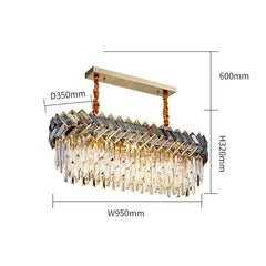 Gold Crystal Tiered Waterfall Chandelier with Geometric Accents