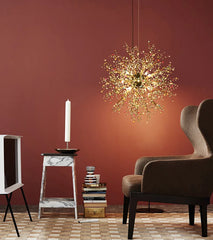 Starburst Pendant Light with Colorful Ceramic Flower Accents