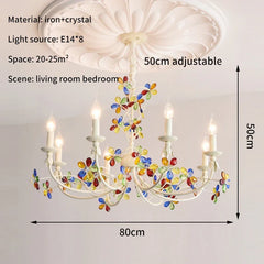 White Floral Crystal Chandelier Candelabra Style