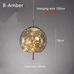 Glass Starburst Pendant Light with Integrated LEDs