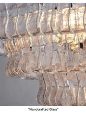 Gold Tiered Amber Glass Waterfall Chandelier Lighting Fixture