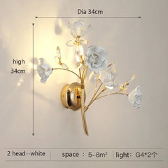 Gold Flower Crystal Wall Sconce Light Multi-Arm