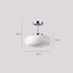 Brass Glass Dome Semi-Flush Mount Light with Yellow Shade