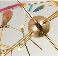 Gold Branch Sputnik Chandelier with Blue Agate Slices