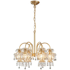 Gold Crystal Teardrop Chandelier Hanging Pendant Light
