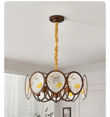 Brushed Gold Floral Pendant Light with Frosted Glass
