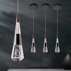 Gold Crystal Teardrop Pendant Light Fixture, Dimmable Remote Control