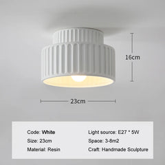 Tiered Fluted Ceramic Drum Pendant Light with Warm Inner Glow