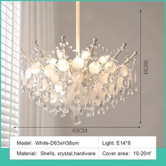 Gold Crystal Cascade Chandelier with Shell Accents