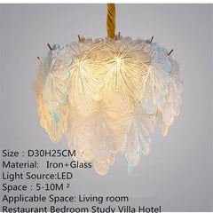 Feather Glass Tiered Chandelier with Multi-Colored Gem Accents