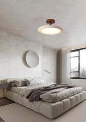 Natural Stone and Wood Semi-Flush Mount Ceiling Light Fixture