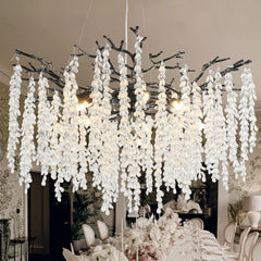 Modern Branch Crystal Chandelier with Cascading Icicle Droplets