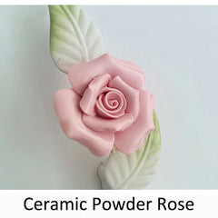 White Floral Wall Sconce with Pink Crystal Drops and Rose Accents