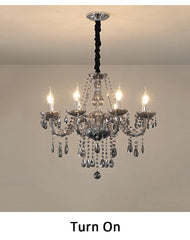 Smoke Gray Multi-Arm Crystal Chandelier for Living Room