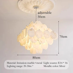 Gold White Marble Disc Chandelier Hanging Pendant Light