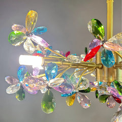 Gold Crystal Flower Chandelier Semi-Flush Mount Light