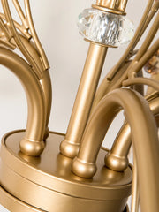 Brushed Gold Crystal Floral Chandelier Light Fixture